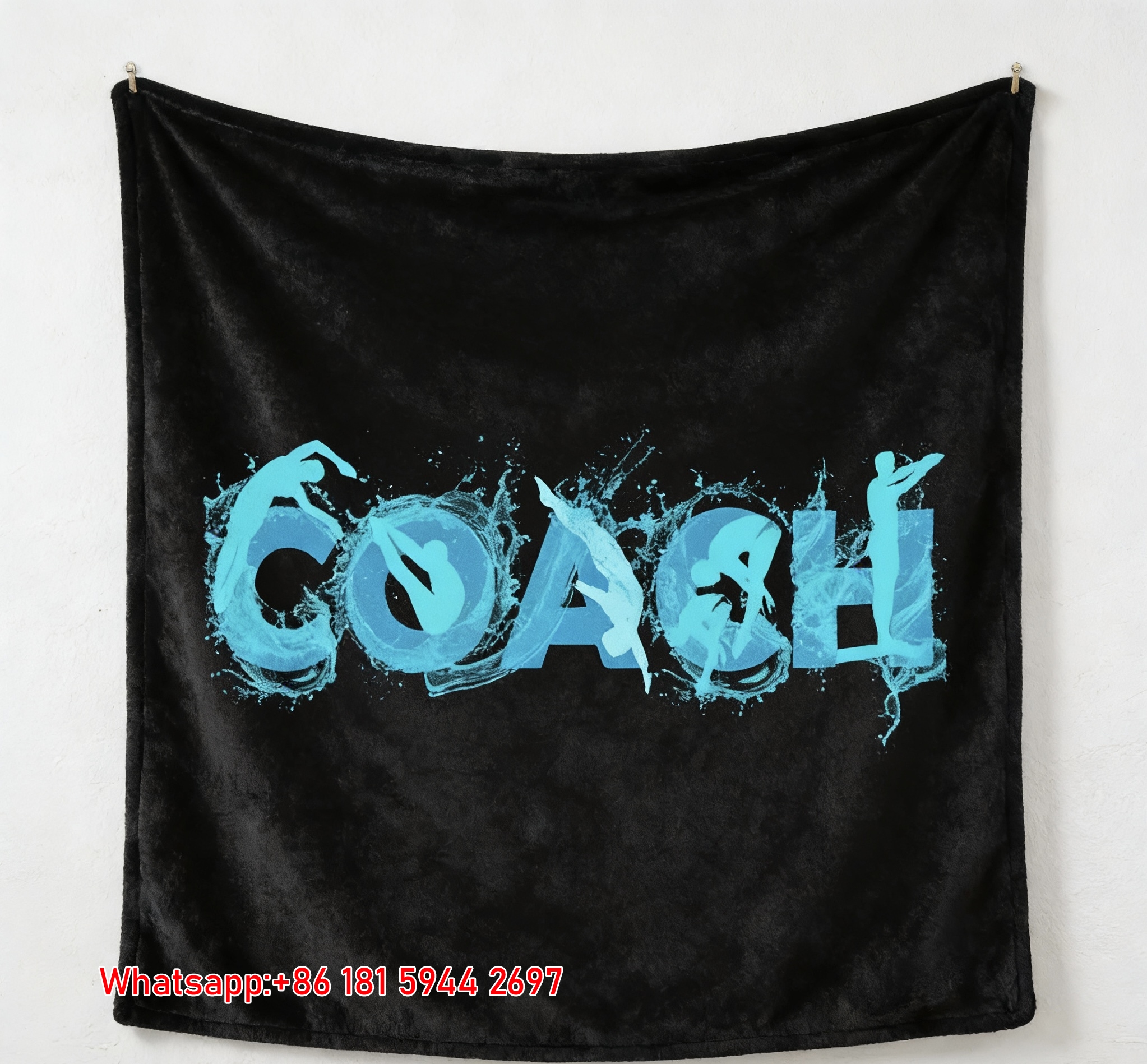 Swimming Coach Water Splash Print Flannel Throw Blanket for Sofa C126